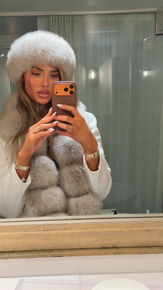 Fur hair band in Etoupe