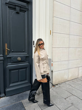 Èternelle cargo knitted leather jacket-Pre order