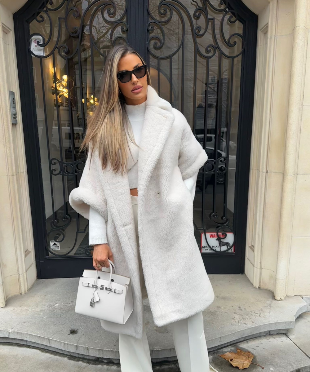 Street Style Tedi Coat Teddy Coat White| Rachéli - Main Image
