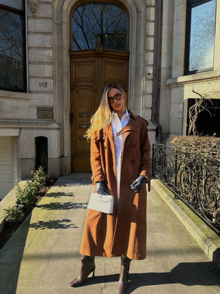 Lèe 100% Real Suede Leather Trench Coat Tan- PRE ORDER