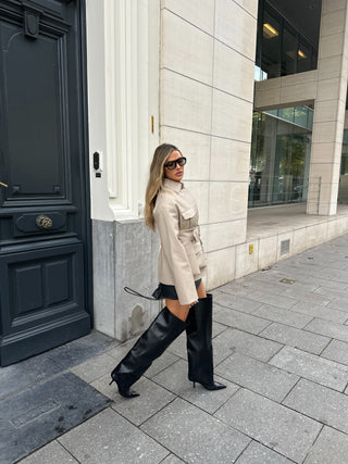 Èternelle cargo knitted leather jacket-Pre order