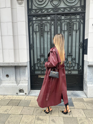 Lèe Lambskin Leather Trench Coat Burgundy