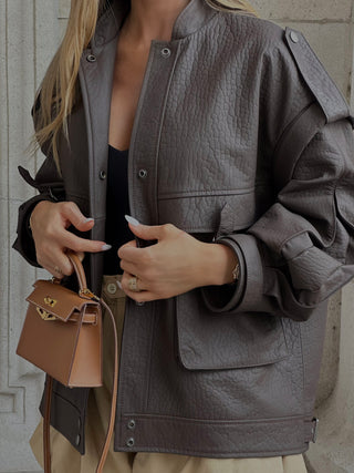 Elisè oversized 100% real leather Jacket- PRE OREDER- Shipping in 14 days