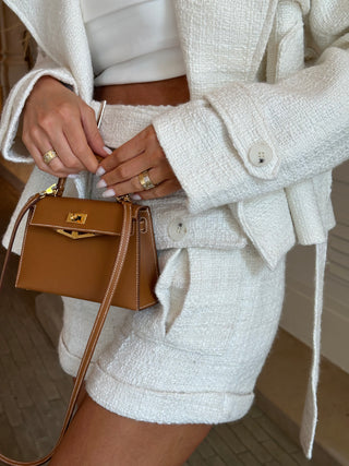 Lorè off white cream oversized tweed jacket