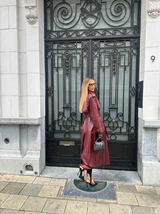 Lèe Lambskin Leather Trench Coat Burgundy