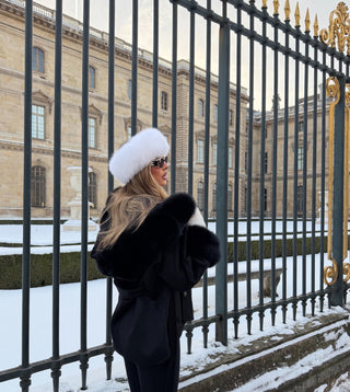 Fur hair band in White